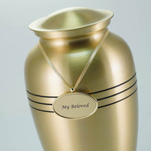 Golden Alloy Oval Memorial Pendant with Glossy Edge