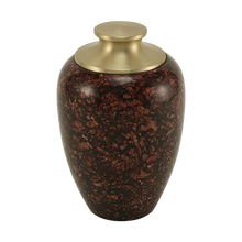 Brown Alloy Medium Pet Urn with High Marble Gloss Design
