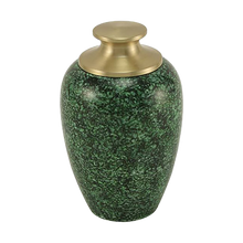 Green Alloy Small Pet Urn with High Marble Gloss Design