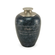 Blue Alloy Large Pet Urn with High Marble Gloss Design - Personalized