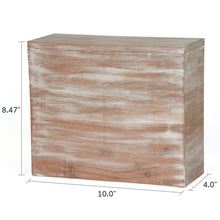 Light Vintage Acacia Wood Sliding Bottom Adult Cremation Urn - Dimensions