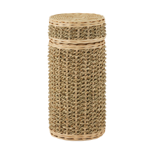 Two-Tone Tan Seagrass Adult Cremation Urn with Biodegradable Woven Design
