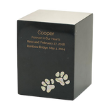 Black Marble Paws Print Inlay Extra Large Pet Cremation Urn
