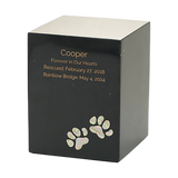 Black Marble Paws Print Inlay Large Pet Cremation Urn