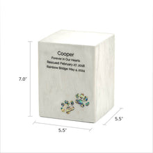 White Marble Paws Print Inlay Extra Large Pet Cremation Urn - Dimensions
