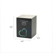 Black Marble Blue Heart Inlay Medium Pet Cremation Urn - Dimensions