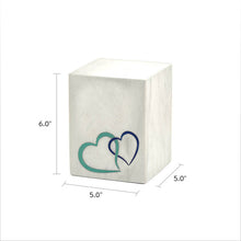 White Marble Blue Heart Inlay Large Pet Cremation Urn - Dimensions