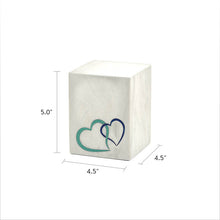 White Marble Blue Heart Inlay Medium Pet Cremation Urn - Dimensions