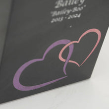 Black Marble Pink Heart Inlay Extra Large Pet Cremation Urn - Artistic