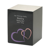 Black Marble Pink Heart Inlay Extra Large Pet Cremation Urn