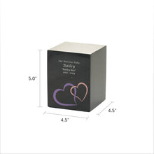 Black Marble Pink Heart Inlay Medium Pet Cremation Urn - Dimensions