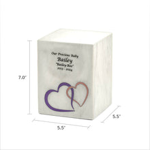 White Marble Pink Heart Inlay Extra Large Pet Cremation Urn - Dimensions