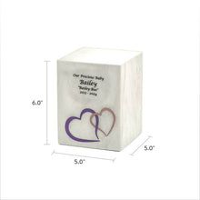 White Marble Pink Heart Inlay Large Pet Cremation Urn - Dimensions