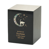 Black Marble Cat & Moon Pink Extra Large Pet Cremation Urn