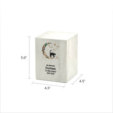 Cat and Moon Starlight Marble Medium Pet Cremation Urn - Dimensions