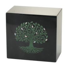 Green Tree of Life Black Marble Adult Cremation Urn