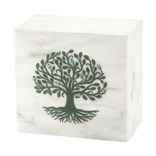 Green Tree of Life White Marble Adult Cremation Urn