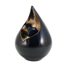 Cobalt Teardrop Heart Ceramic Adult Cremation Urn
