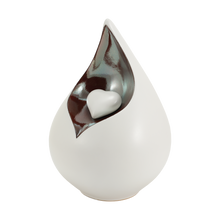 White Teardrop Heart Ceramic Adult Cremation Urn