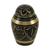 Classic Hand-Engraved Ornate Brass Black Keepsake Urn