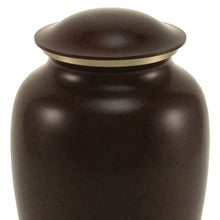 Speckled Brown Brass Full Size Pet Urn with Accent Ring - Artistic