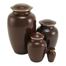 Speckled Brown Brass Large Pet Urn with Accent Ring - Size