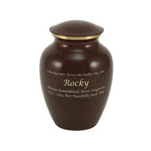 Speckled Brown Brass Large Pet Urn with Accent Ring - Personalized