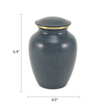 Speckled Blue Brass Large Pet Urn with Accent Ring - Dimensions