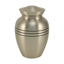 Pewter Brass Large Pet Urn with Classic Three Bands