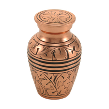 Classic Hand Etched Oak Leaves Copper Keepsake Urn