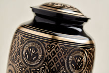 Classic Hand-Engraved Ornate Brass Black Adult Cremation Urn - Artistic
