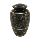 Classic Hand-Engraved Ornate Brass Black Adult Cremation Urn