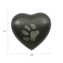 Slate Heart Paw Print Pet Keepsake Urn - Dimensions