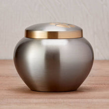 Pewter Two Bronze Paw Print Medium Pet Cremation Urn - Lifestyle