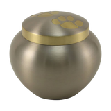 Pewter Two Bronze Paw Print Medium Pet Cremation Urn