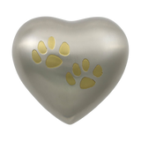 Pewter Heart Two Paw Prints Pet Keepsake Urn