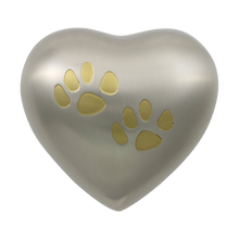 Pewter Heart Two Paw Prints Pet Keepsake Urn