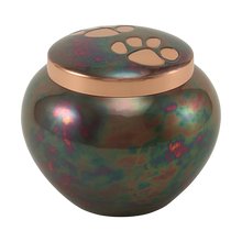 Raku Two Bronze Paw Print Medium Pet Cremation Urn