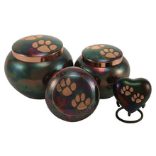 Raku Two Bronze Paw Print Large Pet Cremation Urn - Series