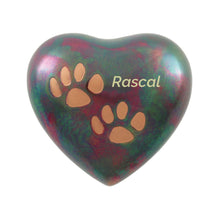 Raku Heart Two Paw Prints Pet Keepsake Urn - Personalized