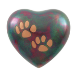 Raku Heart Two Paw Prints Pet Keepsake Urn