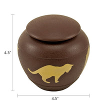 Textured Brown Brass Cat Silhouette Medium Pet Cremation Urn - Dimensions