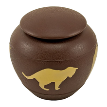 Textured Brown Brass Cat Silhouette Medium Pet Cremation Urn