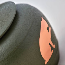 Textured Green Brass Cat Silhouette Medium Pet Cremation Urn - Artistic