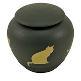 Textured Gray Brass Cat Silhouette Medium Pet Cremation Urn
