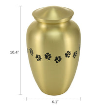 Classic Brass Paw Print Band Pet Extra Large Cremation Urn - Dimensions