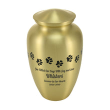 Classic Brass Paw Print Band Pet Extra Large Cremation Urn - Personalized
