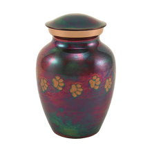 Classic Raku Paw Print Band Pet Medium Cremation Urn
