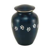 Blue Brass Pewter Paw Print Accents Large Pet Cremation Urn