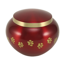 Classic Round Crimson Paw Band Large Pet Cremation Urn